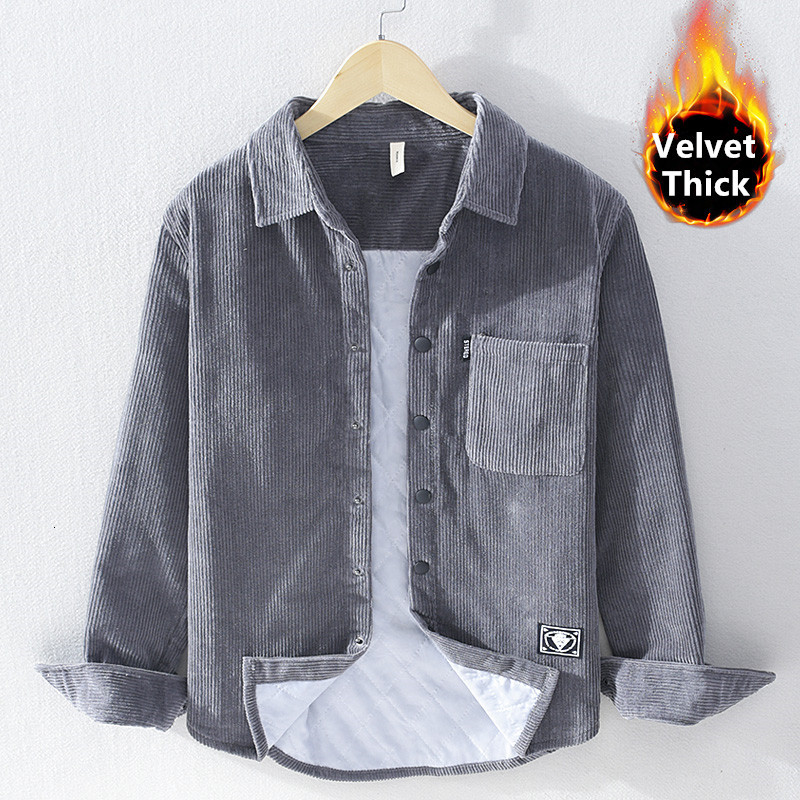 

2021 Long Sleeve Ironing Cotton Makes Winter for Men Fashion Veet Thick Male Shirt Warm Shirts B41i, Khaki.