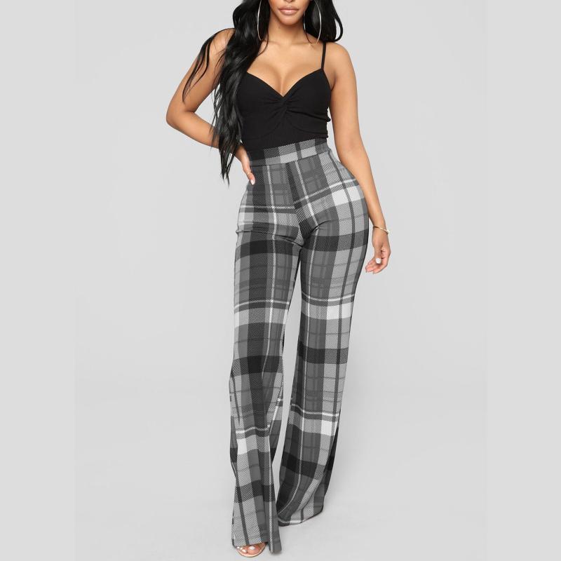 

Yoga Outfit Plaid Snake Print Women High Waist Wide Leg Pants Streetwear Casual 2021 Autumn Winter Trousers