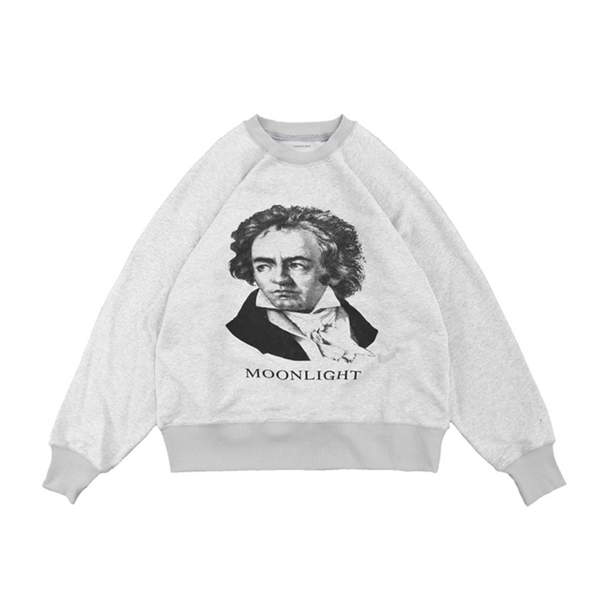 

2021 New Heavy Fabric Kapital Beethoven Moon Light Sweatshirts Men Women Crewneck Fashion Hooded Pullovers Pixo