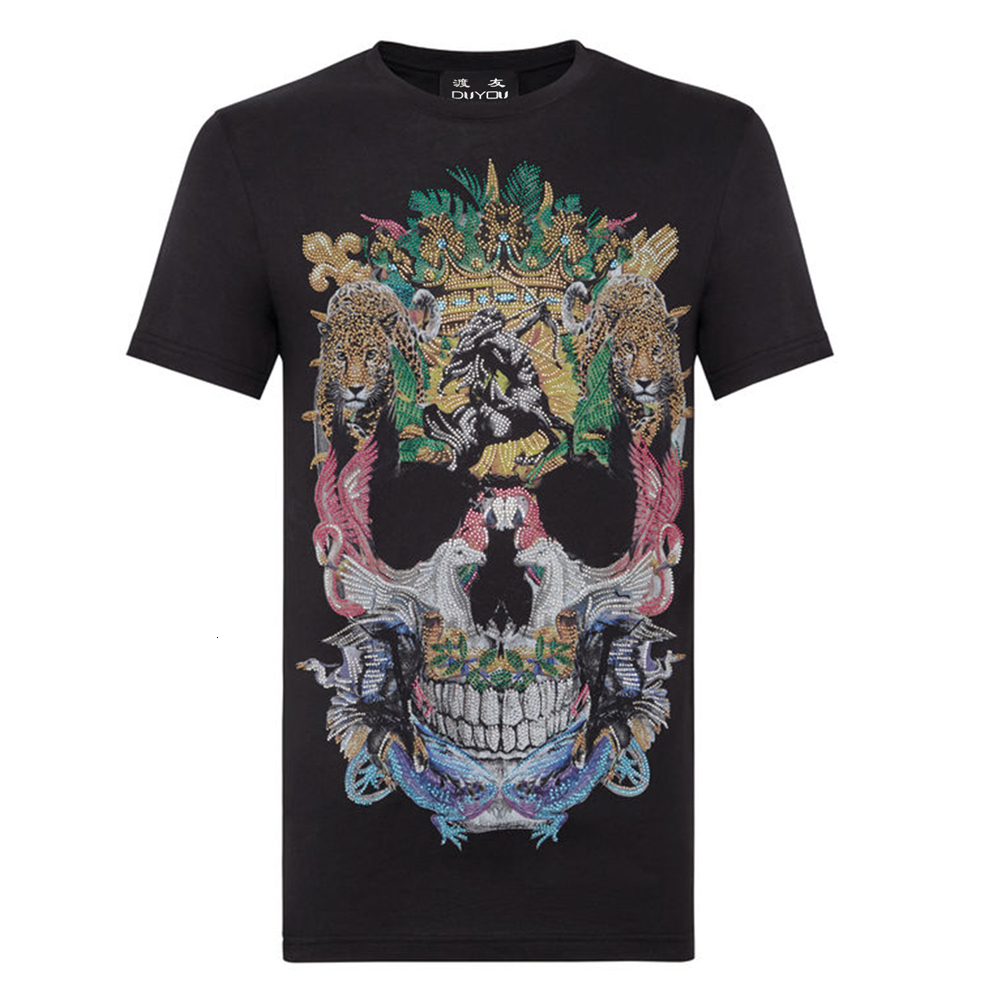 

2021 New Mens Designer t Shirts Men Short Sleeve Fashion Tiger Flower Skull Man T-shirt Male High Quality 100% Cotton Tops Tees Vnru, White