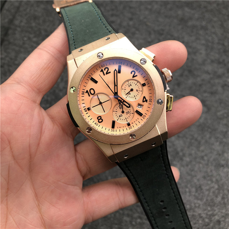 

Hot Selling Men's Watches New Fashion Formal Wear Casual Round Leather Strap Relogio Feminino Chronograph Dial Working Quartz Watch 4015, 11