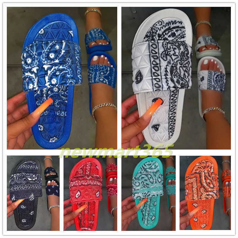 

Sandals Women Slippers Graffiti Cashew Flowers Bandana Slides Home Sliders Ladies Summer Footwear Flip Flop Shoes, Red