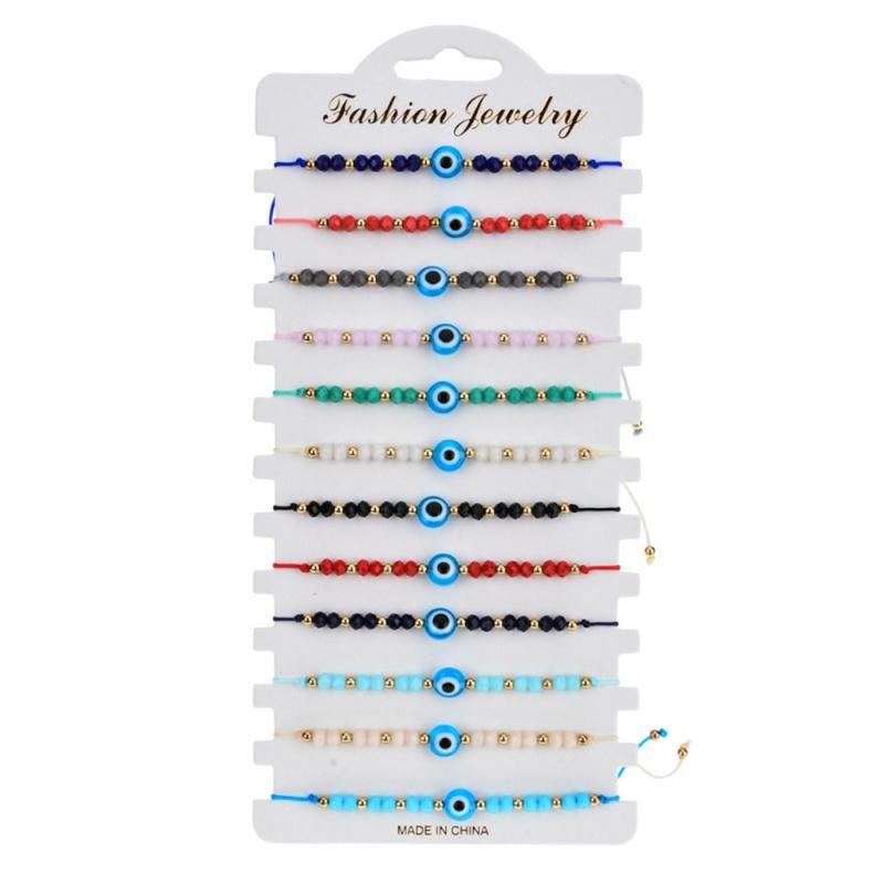 

Charm Bracelets 41XC Lucky Red Adjustable Liuli Eye Bead Bracelet Women Gift 12PCS, Golden;silver