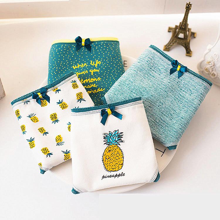 

Women' Panties Summer Cotton Briefs Mango Print Girls Underwear Cartoon Fruit Pineapple Student Young Panty Pants, 011