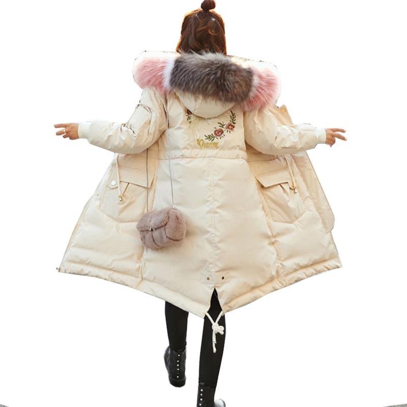 

Women's Trench Coats 2021Winter Women Coat Jacket Long Down Cotton Parkas Womens Embroidered Female Clothing Basic Paragraph Tops, Tan;black