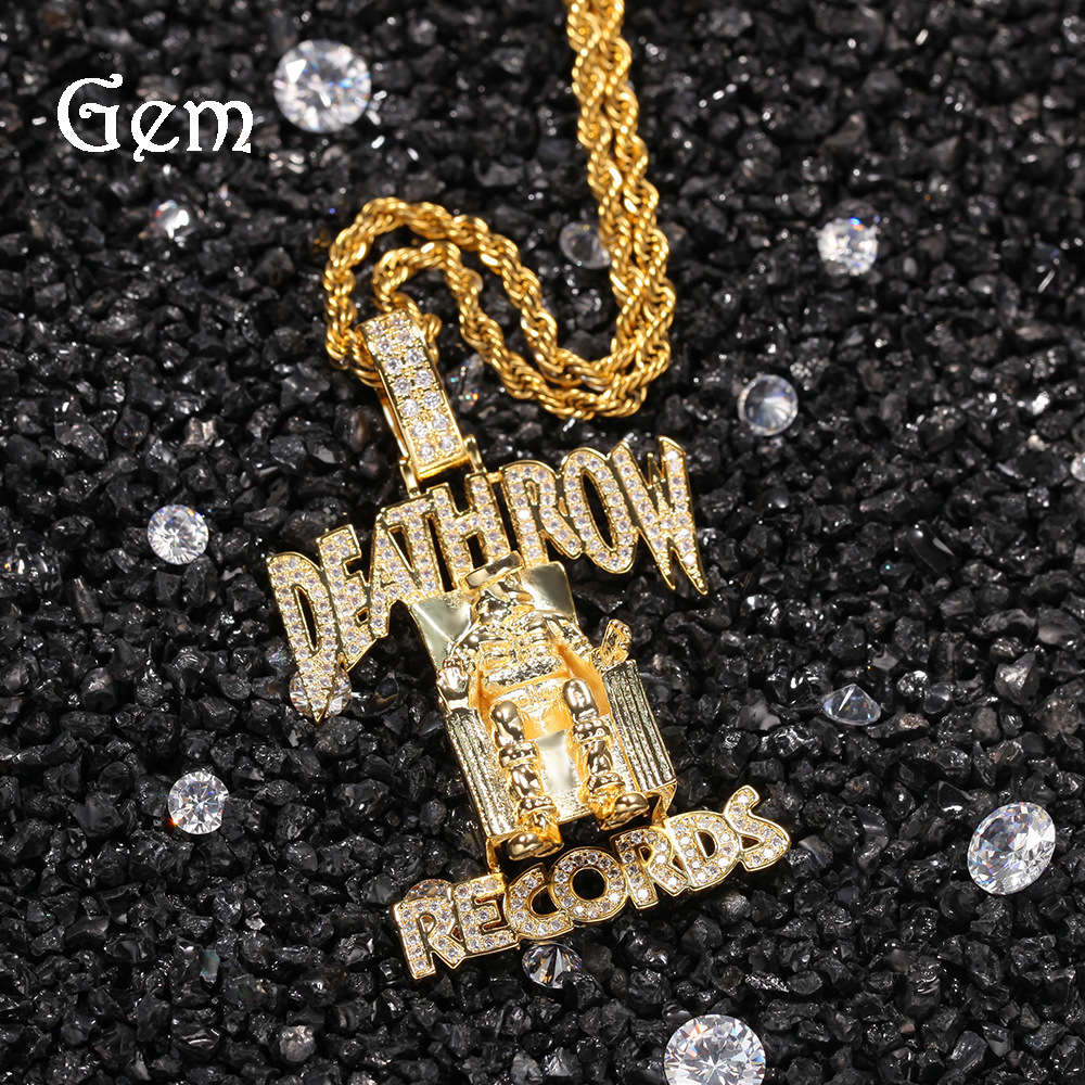 

Deathrow brand Pendant with zircon hiphop letter necklace hip hop rap jewelry