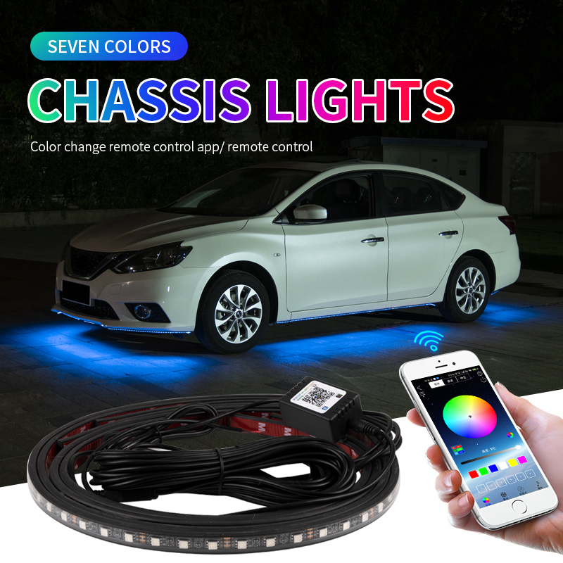 

Car Underglow LED Light Strip Remote /APP RGB Waterproof Neon Underbody Ambient Lights Backlight Decorative Atmosphere Lamp 12V