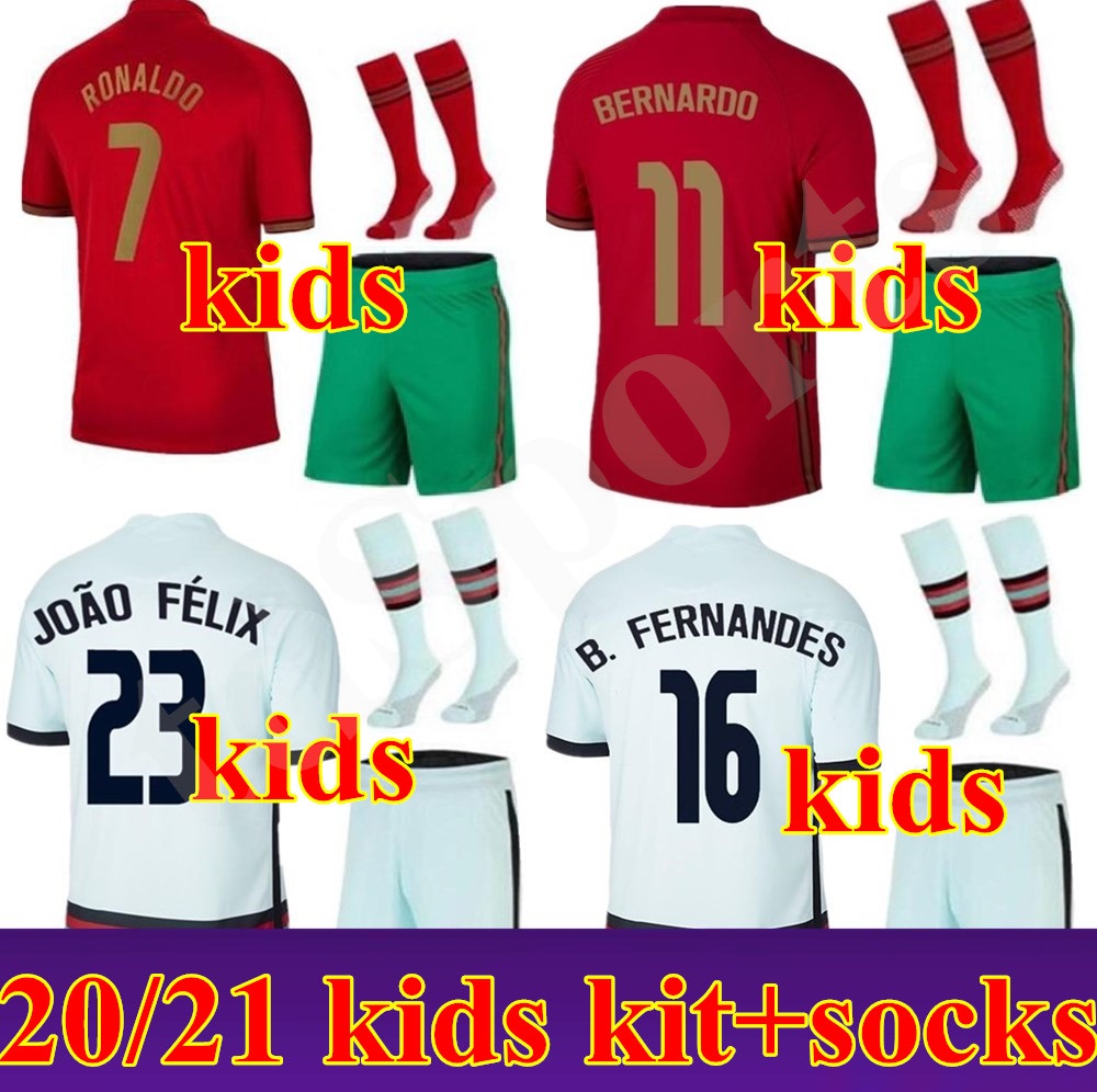 

2020 national team child kids kit RONALDO JOÃO FÉLIX youth EDER QUARESMA 20 21 Maillot De Futol Shirt Uniform Thailand Soccer Jerseys, Away+socks