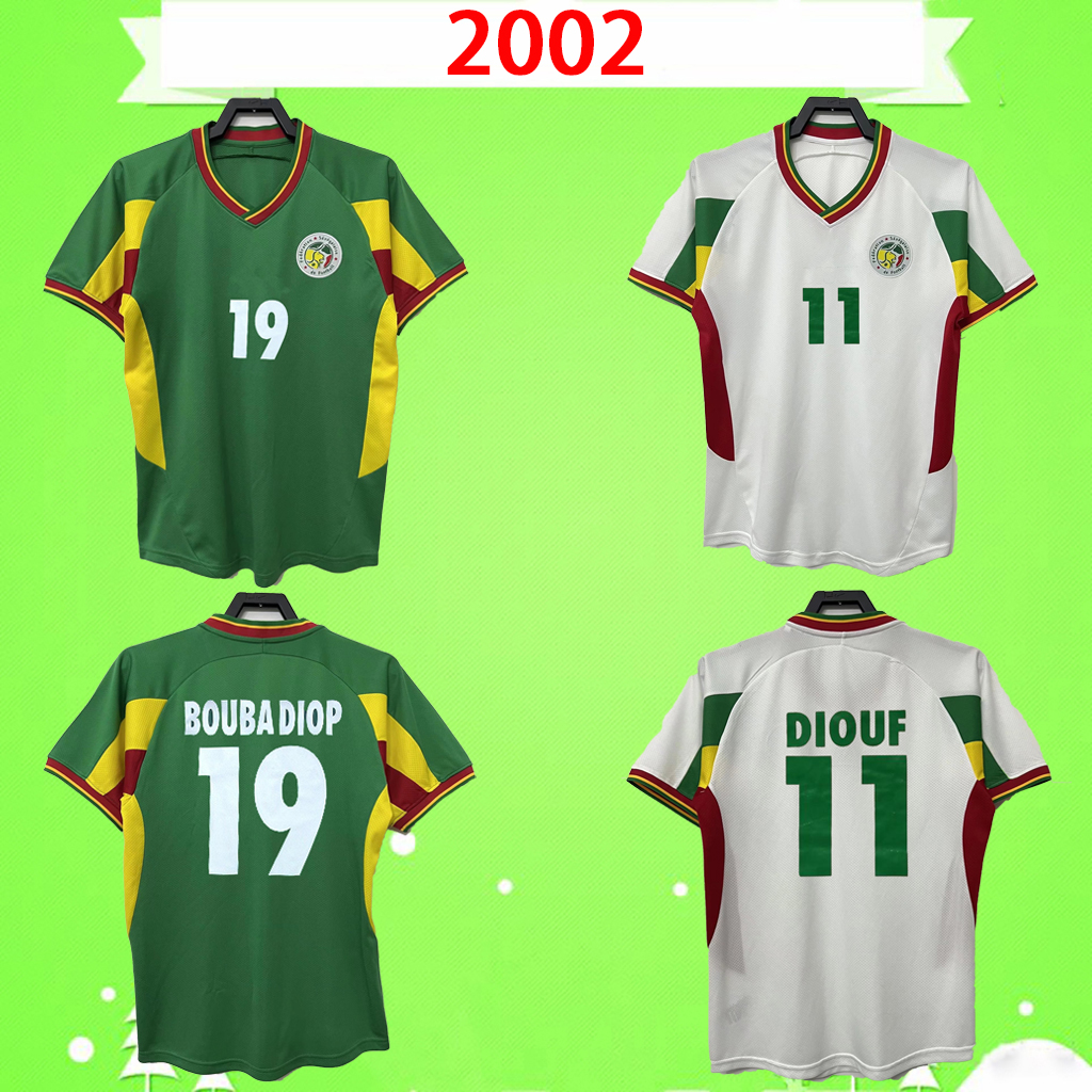 

2002 2003 Senegal Retro Soccer Jerseys 02 03 Vintage Football Shirt Classic home away green white Camisetas de Futbol O.DAF DIOP H.CAMARA KH.FADIGA DIOUF national team