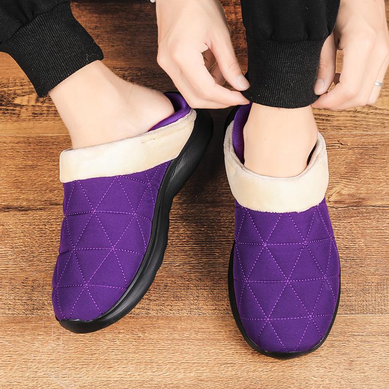 

Slippers 2022 Winter Warm Plush Cotton Women Non Slip Home Slides Woman Thick Sole Soft Indoor Couples Shoes Plus Size 37-46, Black