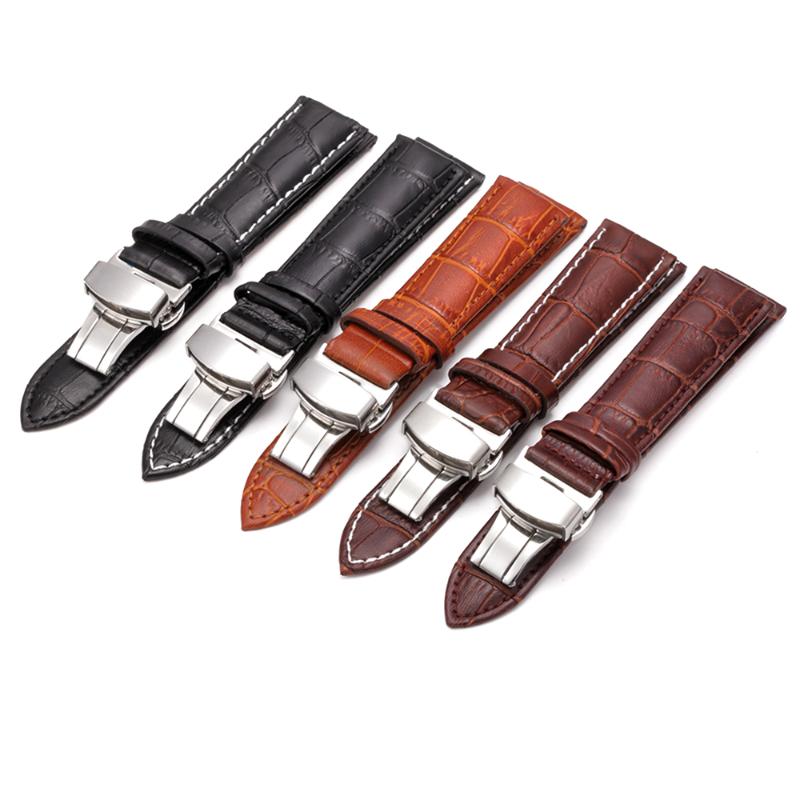

Watch Bands 2021 10size Bamboo Pattern Double Buckle Leather Strap With Butterfly Men's Watchbands 20cm A008