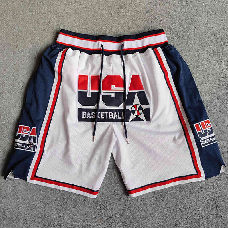

Mm Masmig White Usa Dream Team Basketball Shorts with Pockets