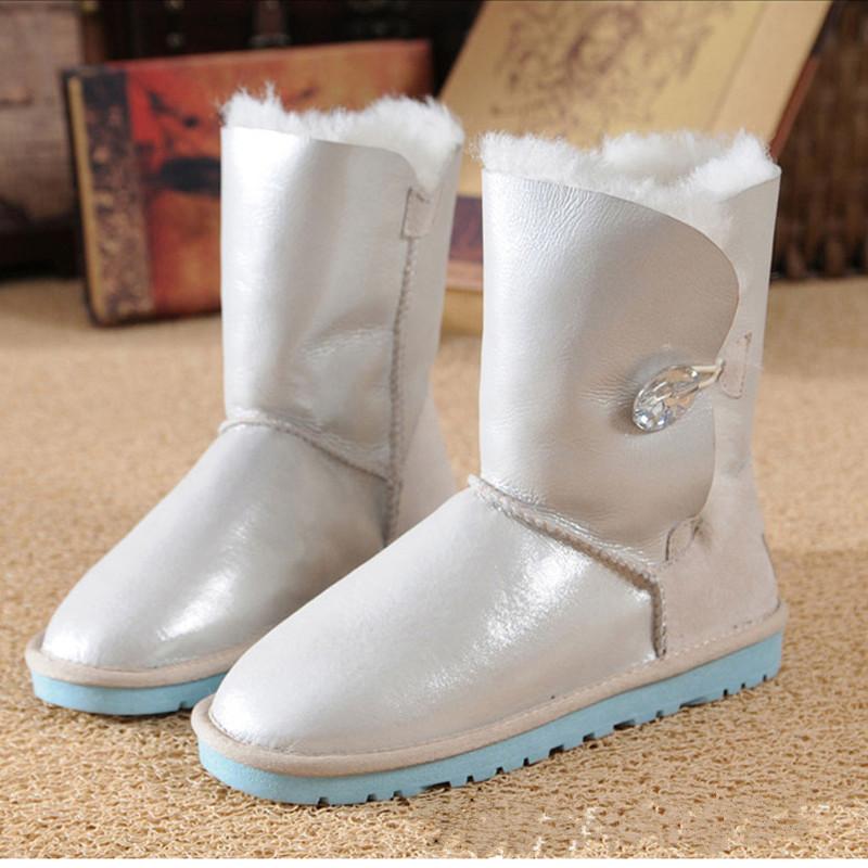 

Boots 2021 Fashion Genuine Sheepskin Leather Snow Natural Fur Winter Waterproof Warm 100% Wool Women, Black