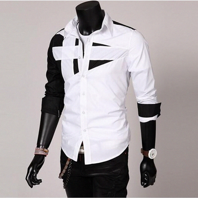Men's Shirt Solid Colored Color Block Classic Collar Casual / Daily Long Sleeve Tops Simple White Black Gray Y1cm#