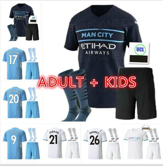 

21/22 Manchester adult Kids Kit #10 KUNAGUERO Soccer Jersey 2021 city Home DE BRUYNE FERRAN MAHREZ children shirt G.JESUS STERLING Football uniforms