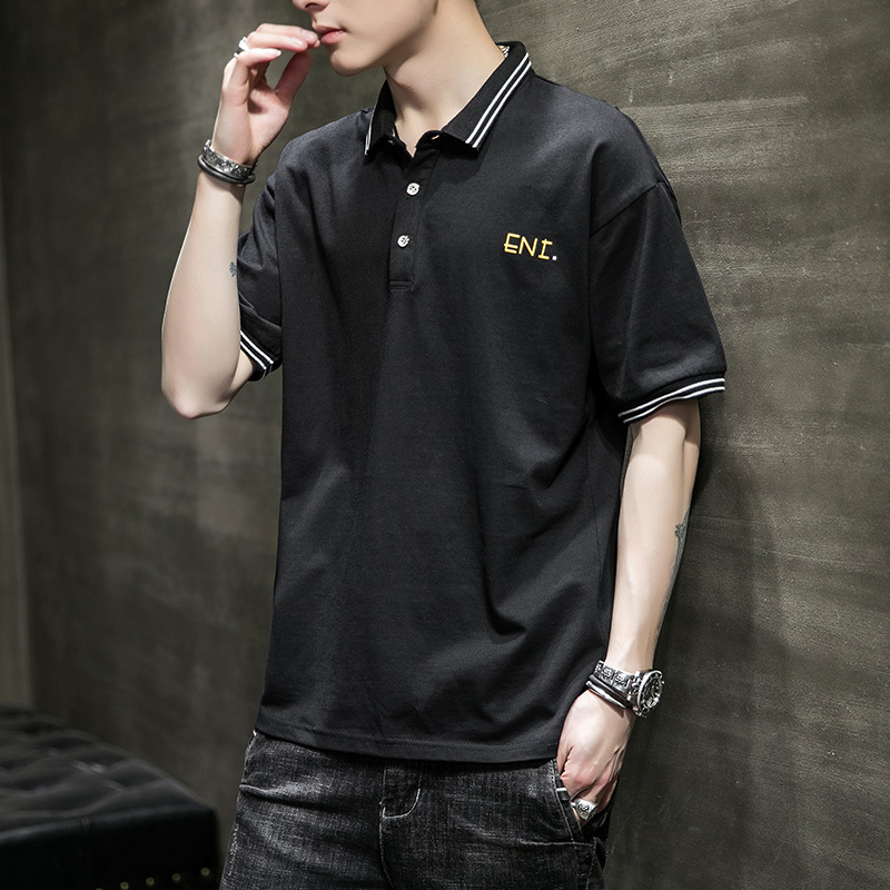 

2021 New Summer Shirt Cotton Fashion Short Sleeve High Quality Embroidery Breathable Tops Men Polo Shirts Plus Size X4c3, Black
