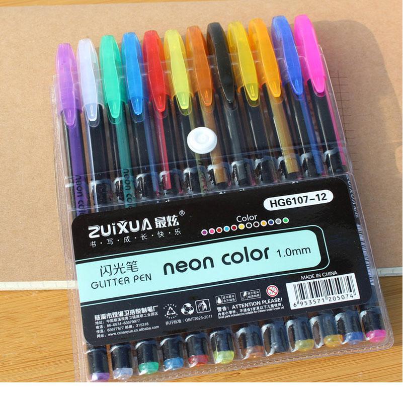 

12/24/36/48 Colors/set Highlighter Glitter Gel Pen For Coloring Books Journals Drawing Doodling Painting Colored Art qylJUO