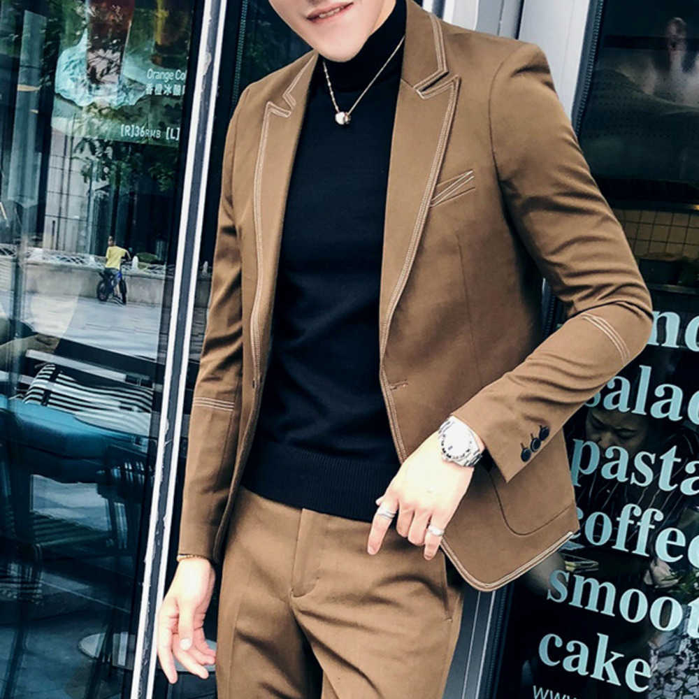 

Brand Mens Blazer Casual Male Slim Fit Suit Jacket Wedding Dress Suit Stage Clothing Single Button Blazers Men Casaco Masculino 210527, Black