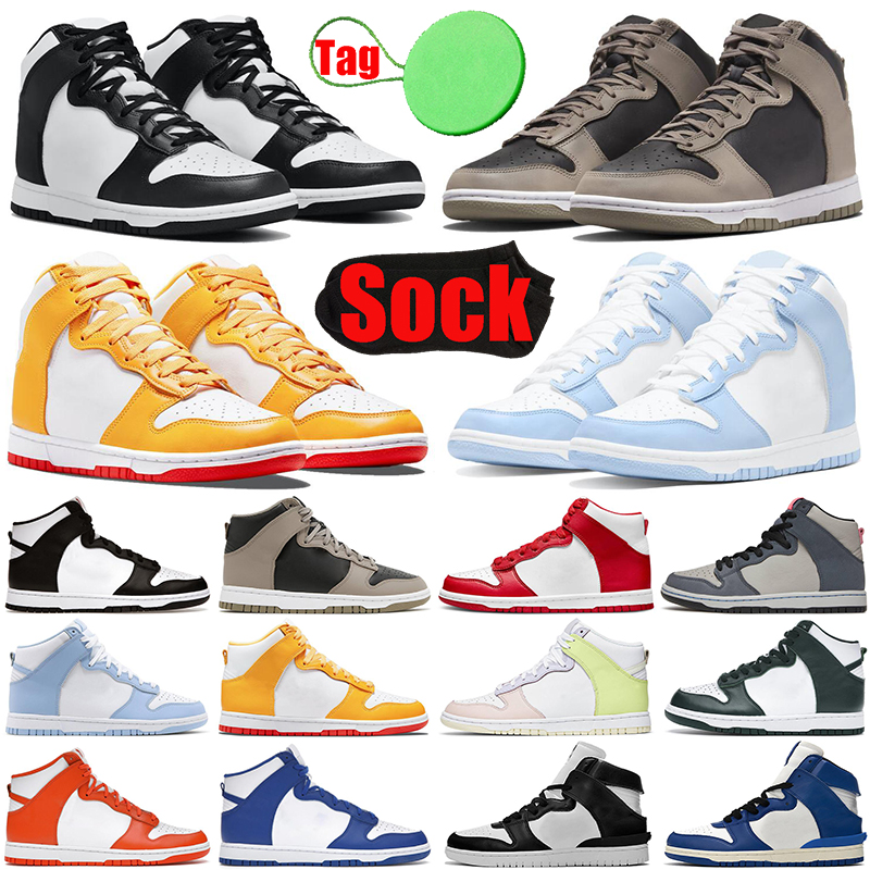 

With Sock Tag dunks high running shoes for mens womens dunksb Black White University Blue Ice Coast Green Noise men trainers sports sneakers runners fashion, #29