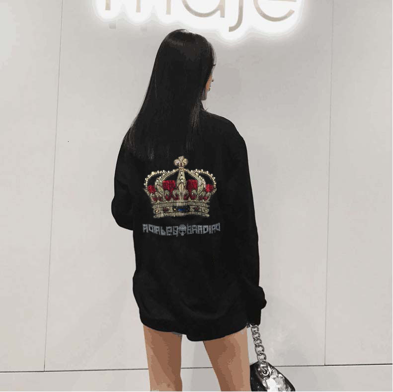 

2021 Selling Fashionable Young Girls Sweatshirts Long Sleeve Hot Drill Pullover Sweatshirt Diamond New Top Quality R8wd, As shown in the figure
