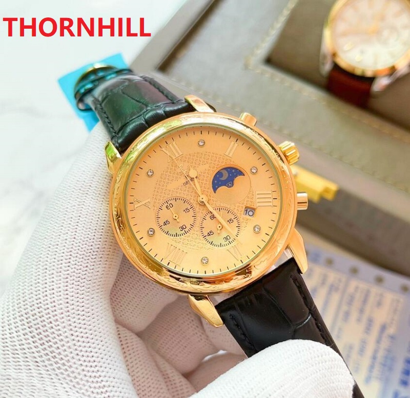 

Mens Multi Functional Stopwatch Watch montre de luxe Wristwatches 42mm Japan Quartz movement Chronograph Cool Moon Phase daydate gifts wristwatch, As pic