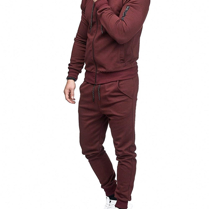 

Men's sports suit arm zipper decoration fitness men's casual wear h501, Red