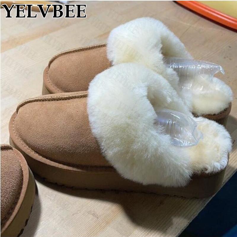 

Boots Fur Flats Cotton Women 2022 Winter Snow Shoes Platform Short Pulsh Slippers Suede Warm Botas Mujer, Black