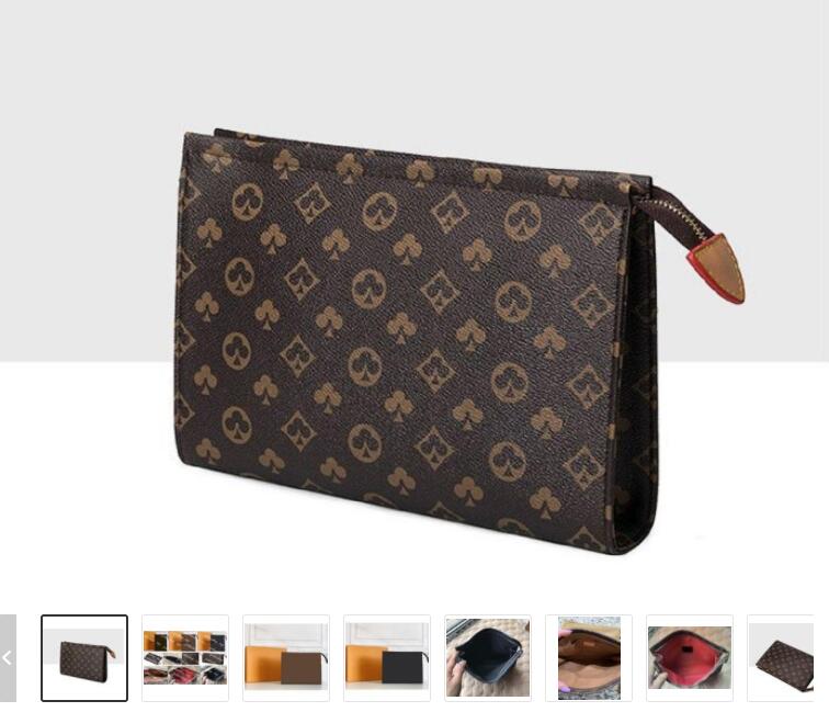 

High Quality New Hand bag Travel Toiletry Pouch 26cm Protection Makeup Clutch Women Leather Waterproof Cosmetic Bags For men With Dust, Black