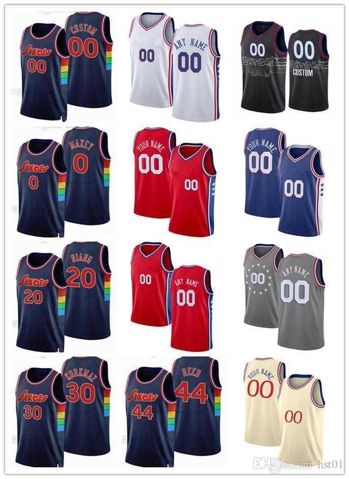 

75th Custom Jersey Philadelphia's MEN 76ers's Womns Youth 30 Furkan Korkmaz 0 Tyrese Maxey 20 Georges Niang 44 Paul Reed Basketbal, Color
