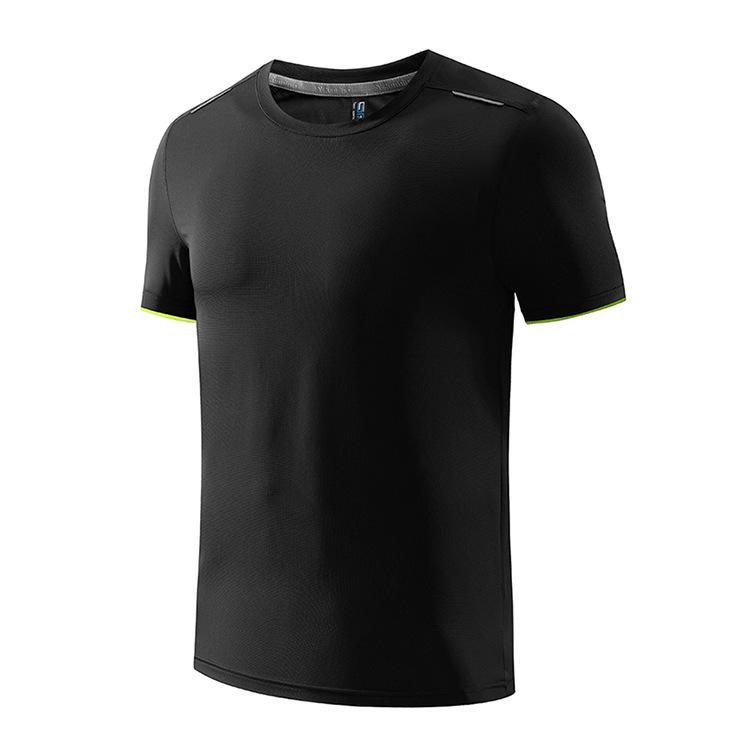 

2021 pure Black t shirt quick-drying clothes summer short-sleeved round neck running men's women's wholesale outdoor sports custom, As pic