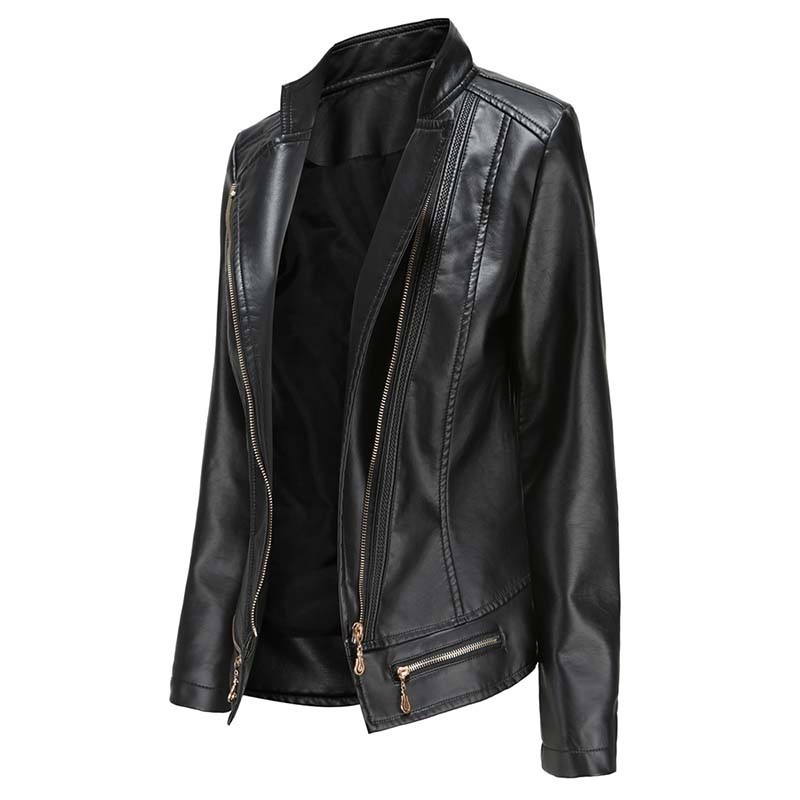 

2021 New Autumn Winter Faux Jackets Women Long Sleeve Plus Size Fashion Pu Leather Coat Female Motorcycle Jacket Outwear 59ff, Red