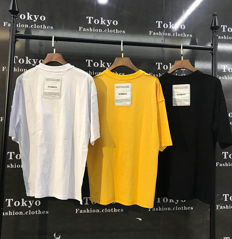 

2021 New T-shirts 19ss Bordado Ambos Os Lados Camisetas De Vero Moda Oversize Amarelo Vetements t 308p