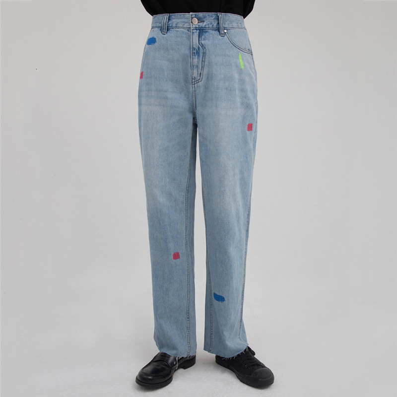 

2021 New Damage Hole Graffiti Embroidery Adererror Jeans Men Women Back Split Denim Ader Error Bell Bottom Pants Jgub