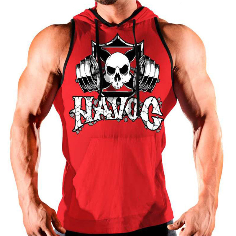 

2021 New Men Bodybuilding Tank Top Stitching Breathable Fitness Workout Sleeveless Sweatshirt Cotton Hooded Vest Male Casual Clothing Rpnq, Army green