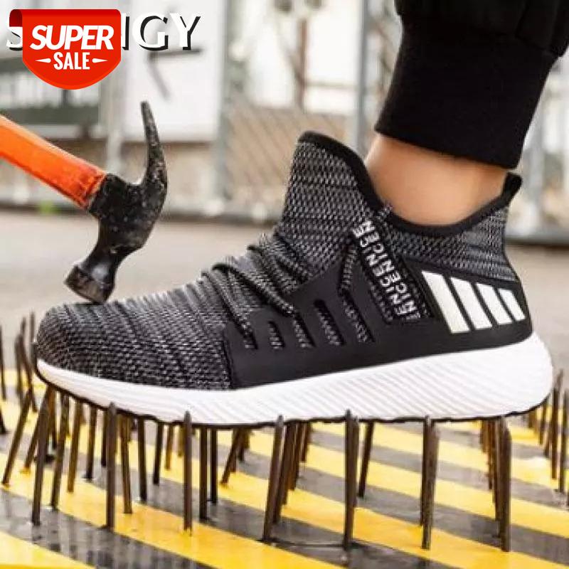 

Men Work Shoes Breathable Lace Up Soft Bottom Male Sneakers Working Steel Toe Anti Smashing Construction Safety Shoes For Mens #Ke65