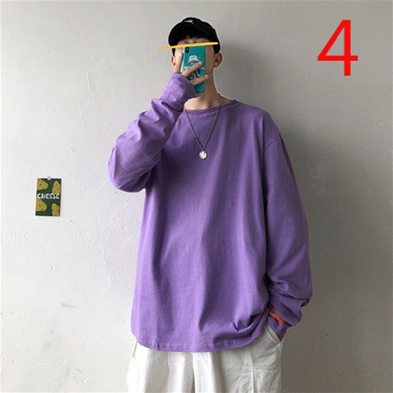 

2021 New Autumn and Winter Round Neck Solid Color Long-sleeved T-shirt Korean Version of the Loose Trend Ins Leisure K70z