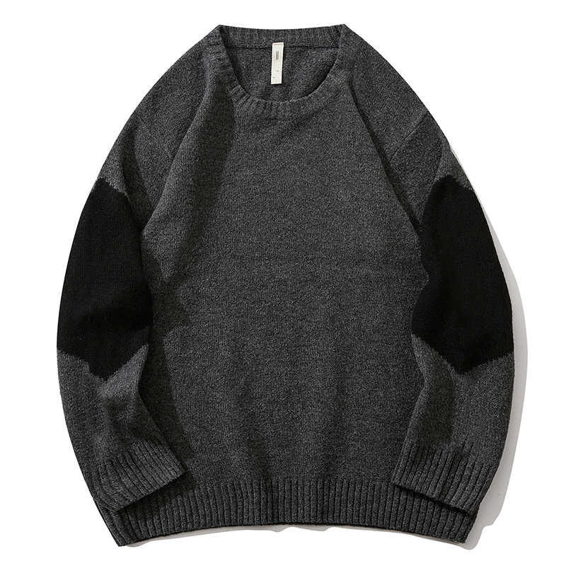 

2021 Slim Sweaters Autumn Winter New Korean Style Round Neck Pullover Casual Bottoming Shirt Patchwork Knitted Sweater Men Cldk, Khaki
