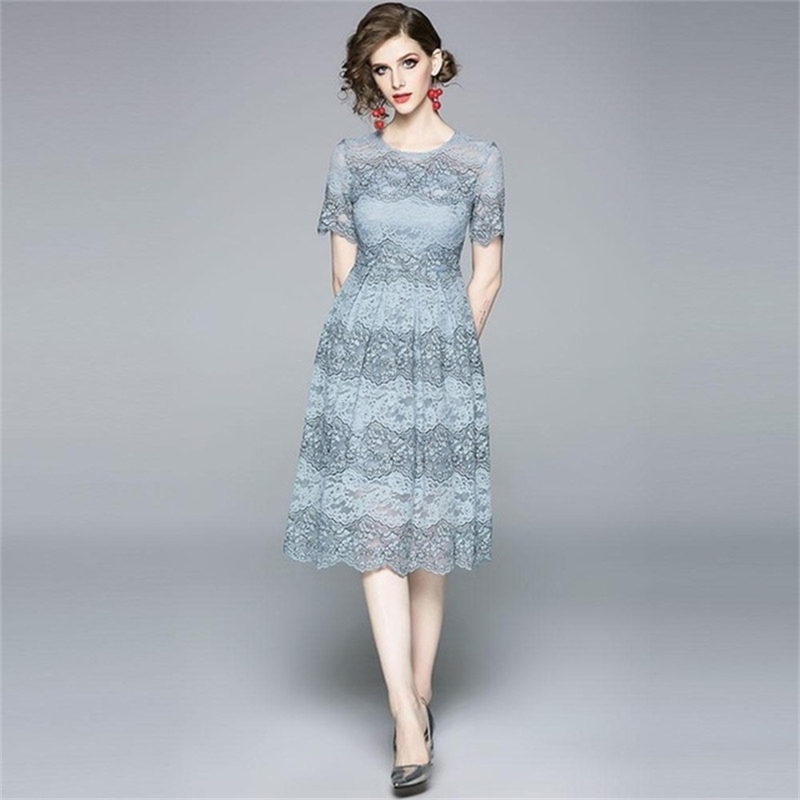 

Summer Flower White Lace Dress Patchwork Mesh Elegant Long Women office Plus Size Vestidos 210603, Picture color