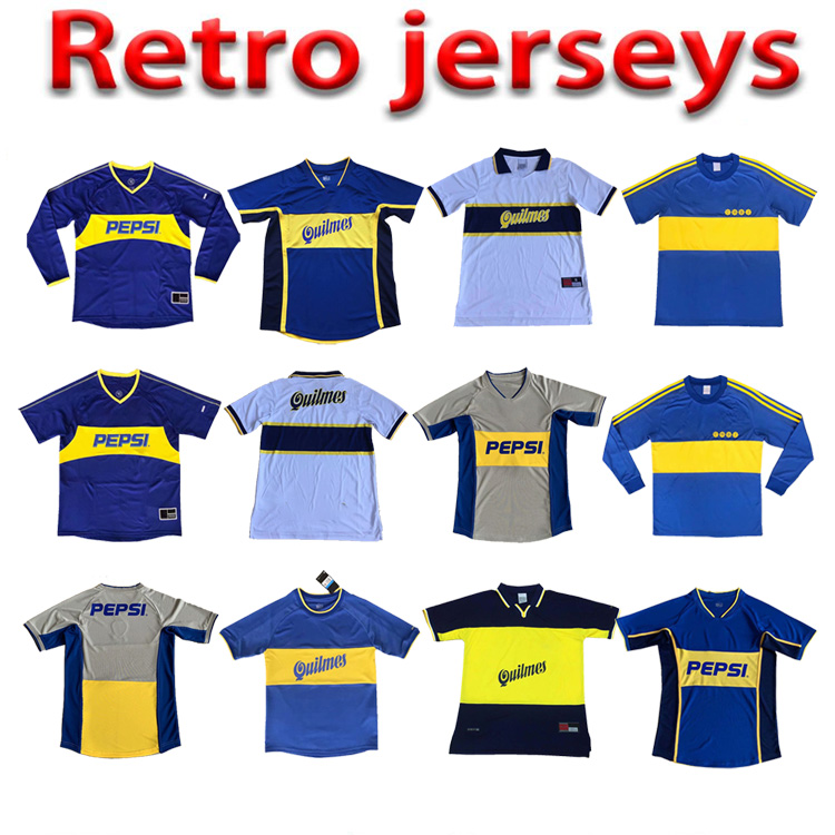 

97 98 Boca Juniors Retro Soccer Jersey Maradona ROMAN Maillot Camiseta Caniggia 99 00 2002 PALERMO Football Shirts de Futbol 2005 2001 1981, Black;yellow