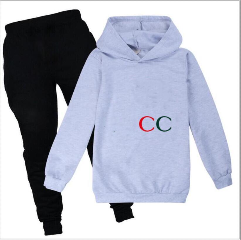 

Kids Clothing Sets Designer Boys Clothes Girls Long Sleeve Round Neck Two-piece Classic Printed Sweatshirt Set 2-13 Years, Gray black