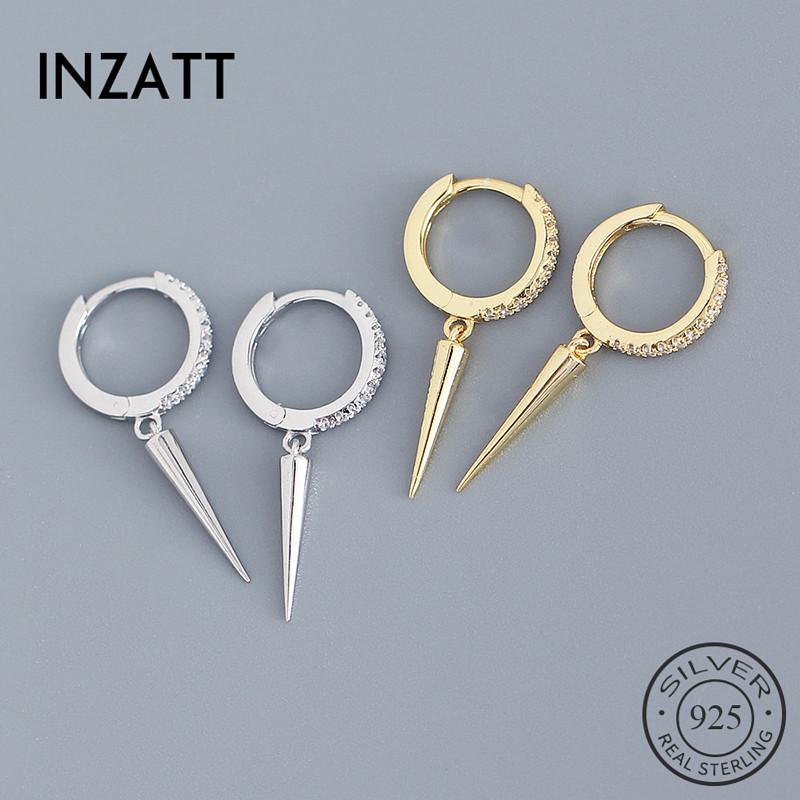 

Hoop & Huggie INZAReal 925 Sterling Silver Zircon Cone Huggies Earrings For Fashion Women Hiphop Fine Jewelry Minimalist Accessories