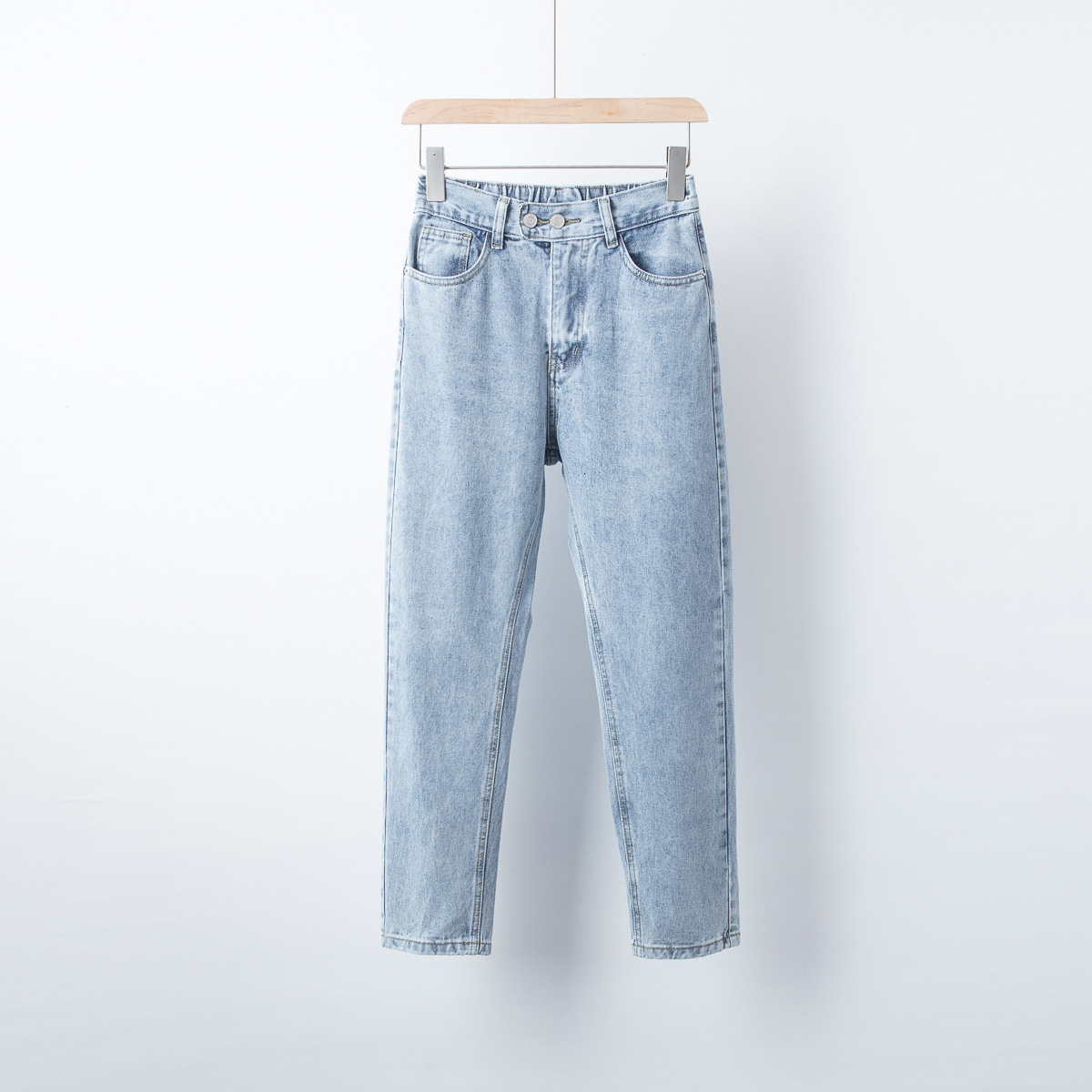 

jeans f2072-wind women's clothing summer 2021 high waist two button back elastic, Blue