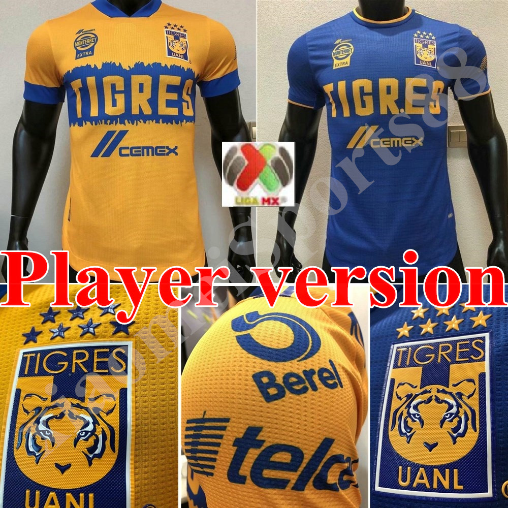

20 21 Tigres UANL 7 Stars soccer jerseys home away 2020 2021 PLAYER VERSION Mexico club Tigers Yellow GIGNAC Vargas Ayala football shirts