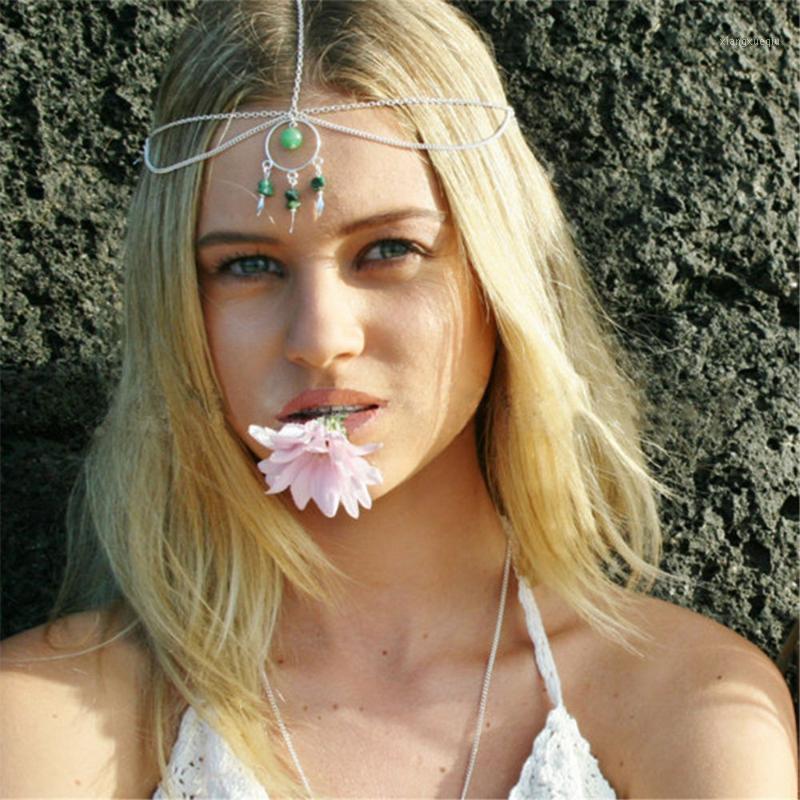 

Hair Clips & Barrettes Zuowen Geometric Boho Head Chain Natural Stone Headbands For Women Vintage Metal Circle Mujer Wedding Jewelry Gift, Golden;silver