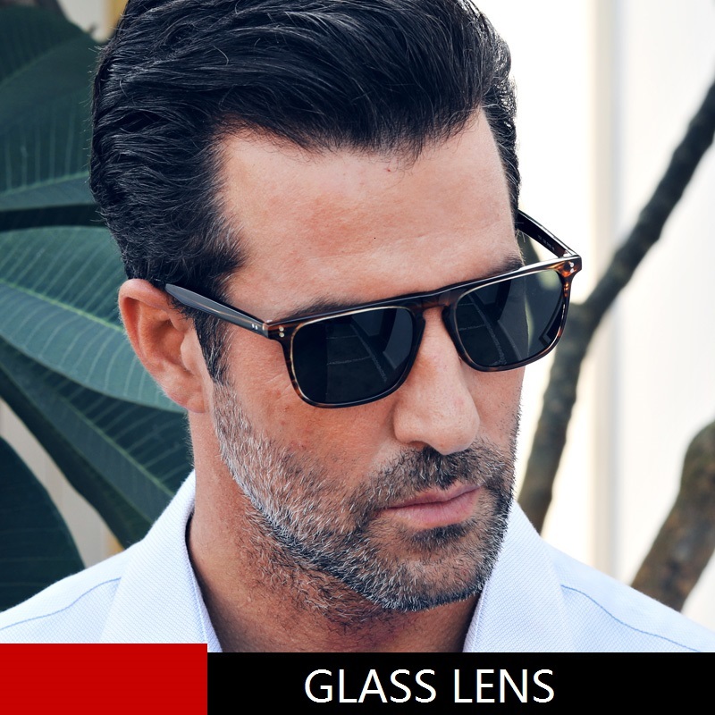 

2021 New Glass Sunglasses Male Polarized Women Brand Sun Glasses for Men Vintage Oversized Dark Green Black Anti Scratch Jtmk