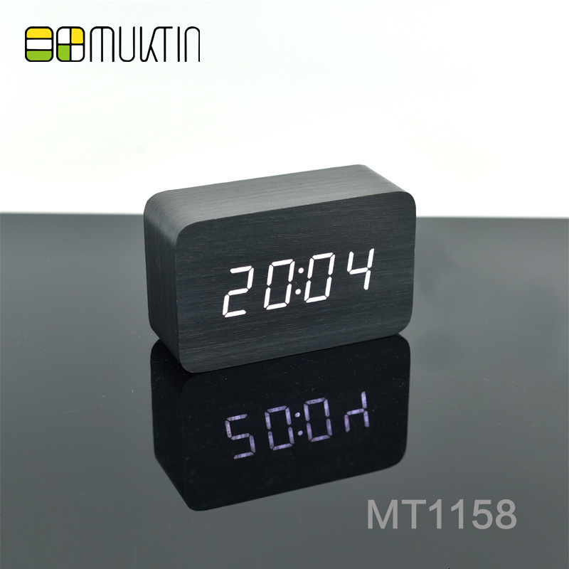 

led for family office dormitory wooden time calendar temperature luminous electronic gift alarm clock