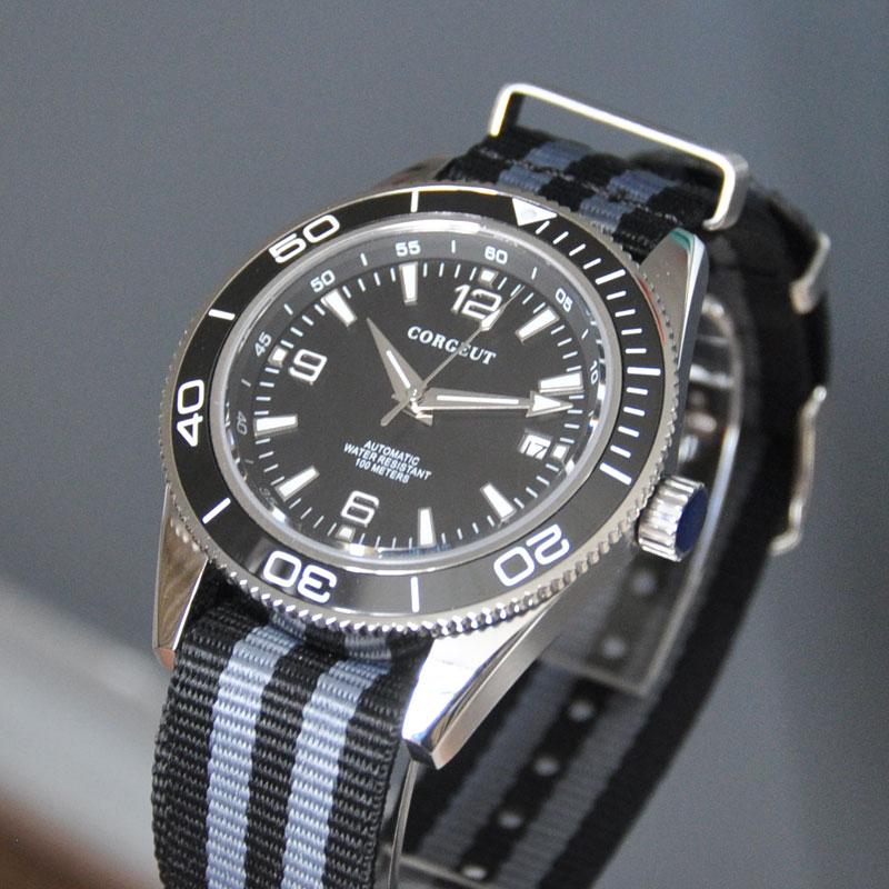 

Wristwatches Mens Watch 41mm Miyota8215 Movement Mechanical Automatic 316 Steel Black Dial Luminous Sapphire Glass Swim, Seagull movement 2