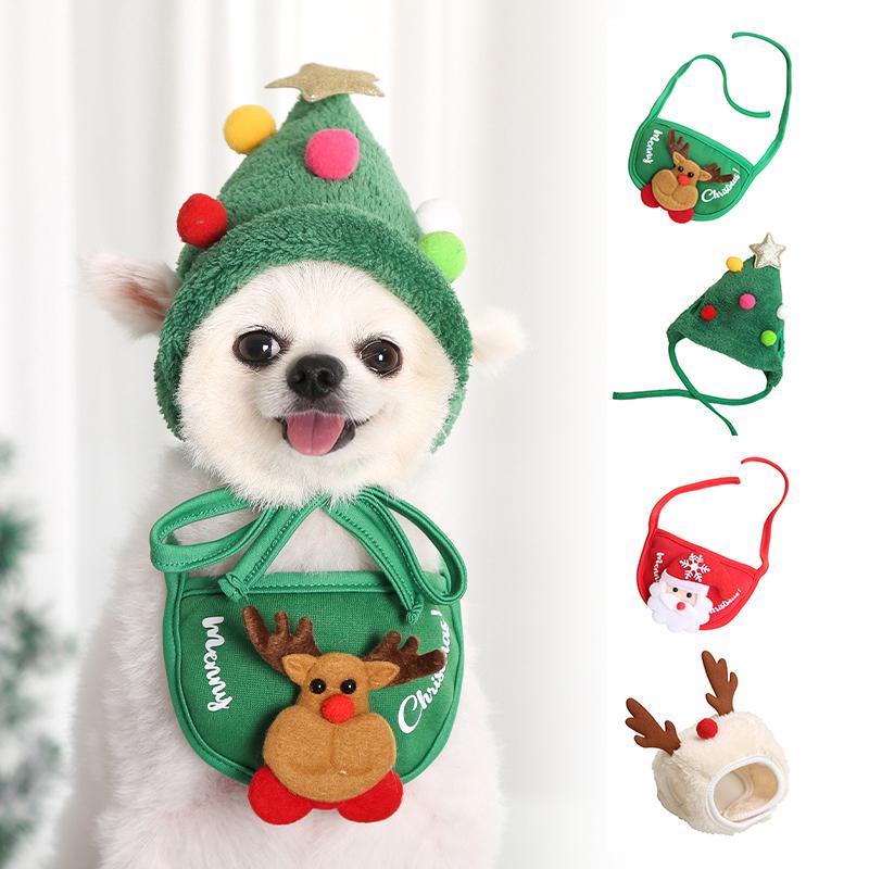 

Dog Apparel Christmas Bandana Santa Hat Scarf Triangle Bibs Kerchief Costume Outfit For Small Medium Large Dogs Cats Pets, 5a-l