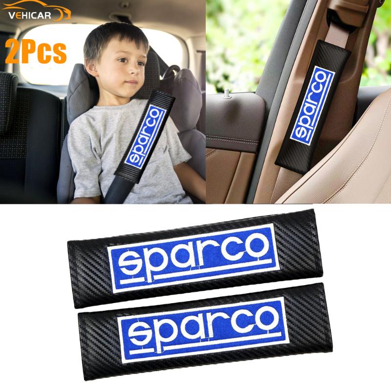 

Safety Belts & Accessories VEHICAR 2PCS Carbon Fiber Car Belt Pads For SPARCO Vehicle Seat Cover Driver Shoulder Protector