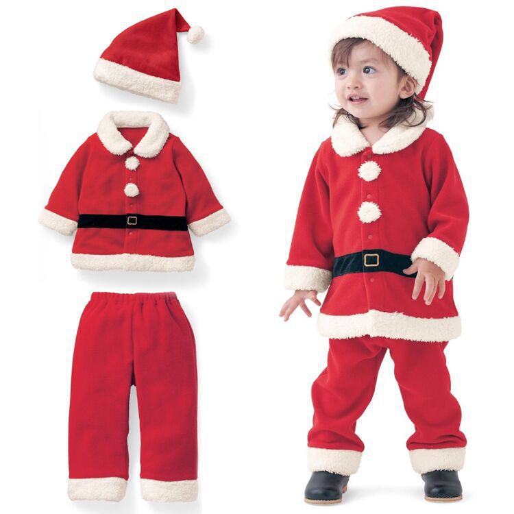 Kids Christmas Suits Tops Pants Hat Fashion Cosplay Wear Santa Claus Festival Custumes Xmas Gift Children Stage Clothes-image-735728017